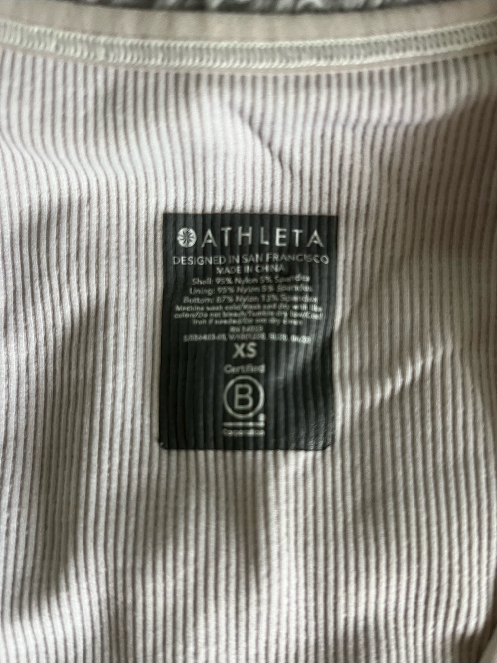 Athleta Ribbed V-Neck Cropped Tank Top - Light Ivory - Picture 2 of 3